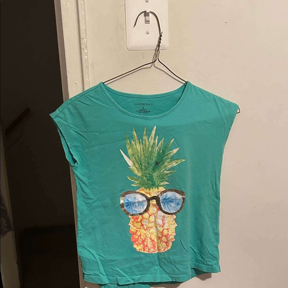 Lands' End Turquoise Pineapple Sunglasses Tee
